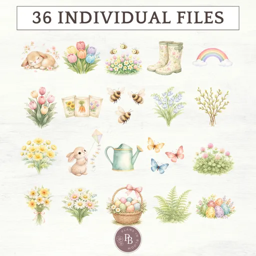 Spring animals & florals clipart set - extension pack 2