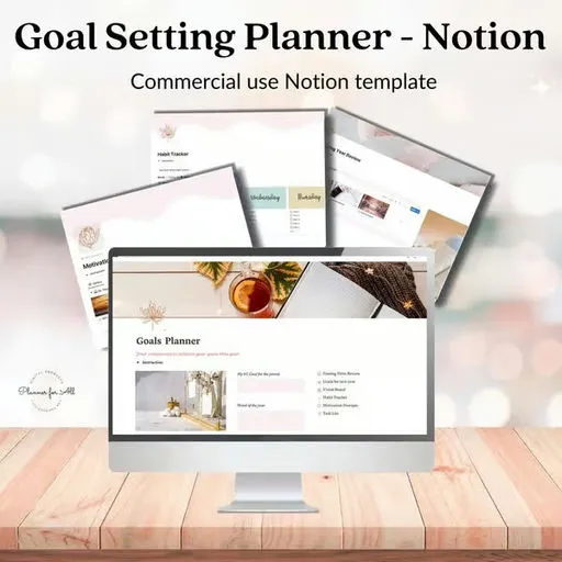 This PLR Notion Goal Planner is a ready-to-sell product that you can rebrand and sell in their own shops (normally $47, currently offered free with a coupon). This Notion planner is an evergreen product with sections to plan and track your goals.