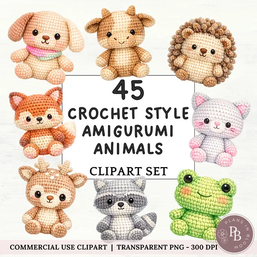 Amigurumi animals clipart set 1