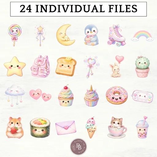 Cute Kawaii clipart set 2