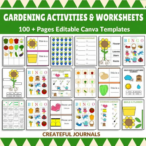 Use these templates to teach kids all about gardening with fun games, activities & worksheets. Comes as easy to edit Canva templates so you can customize and resell as your own product.