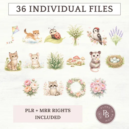 Spring animals & florals clipart set - extension pack 3