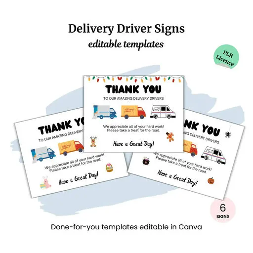 These Printable Delivery Driver Snack Signs provide a warm "Thank You" to delivery drivers, creating a moment of appreciation in their hectic workday. This bundle includes 6 unique themes for popular holidays - Easter, St. Patrick's Day, Valentine’s Day, Thanksgiving, Halloween, and Christmas. Add this popular printable to your shop, and help your customers create a thoughtful display for delivery drivers!