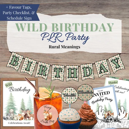 Bring the wonders of the woods to birthday celebrations with the PLR Woodland Birthday Party. Inside, you'll find a bunting banner, invitations, thank you card, welcome sign, cupcake toppers, cup stickers, favour tags, party checklist, schedule sign, and birthday crown.