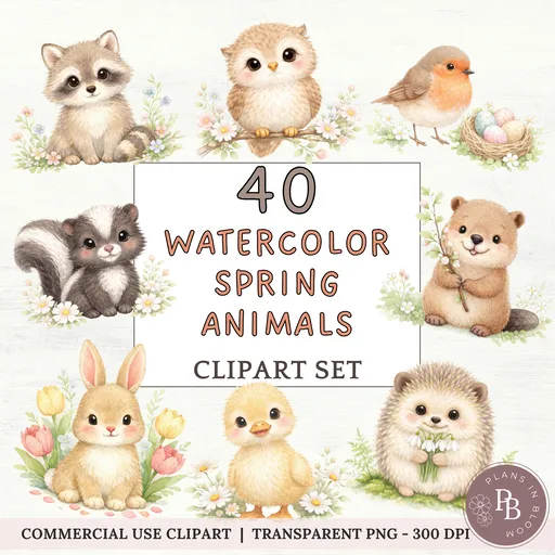 Spring woodland animals clipart set 1
