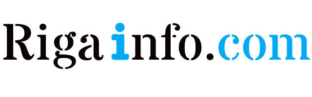 Logo of Riga Info Com, featuring a modern design with the text prominently displayed